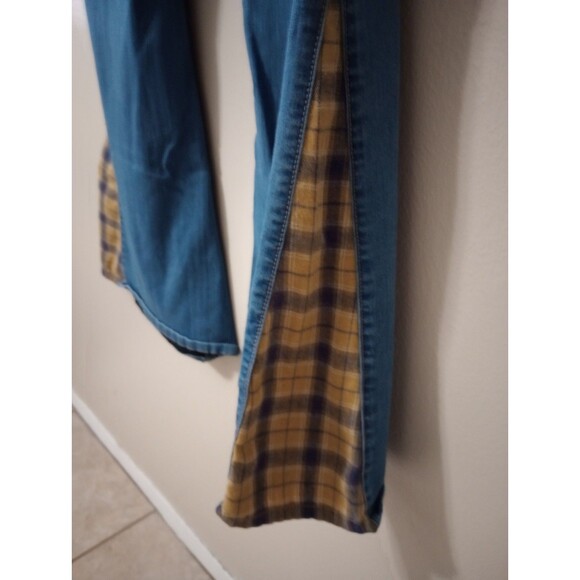 Cato Womens 14 Stretch Denim Jeans Boho Flare Plaid Retro Bell Bottom Hippie - Picture 4 of 11